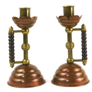 Image of Christopher Dresser Arts and Crafts candlesticks